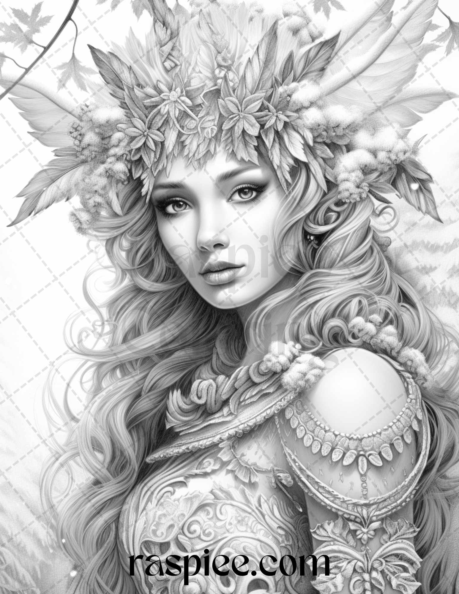 Winter fairy grayscale coloring pages printable for adults pdf fil â coloring