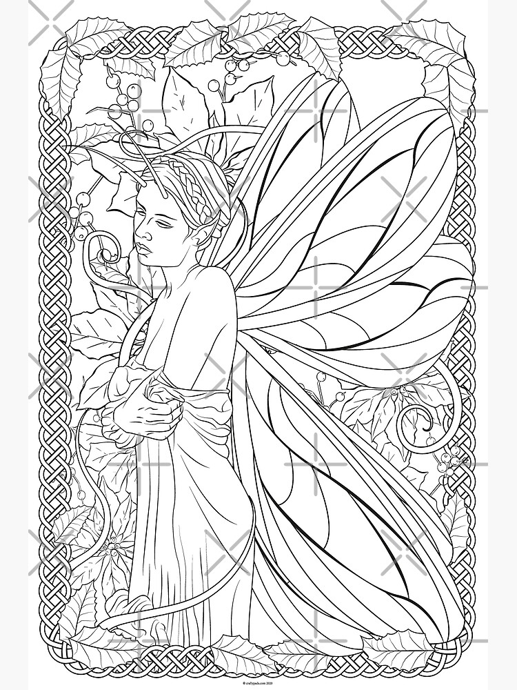 Celtic winter forest fairy coloring page poster poster for sale by craftypads