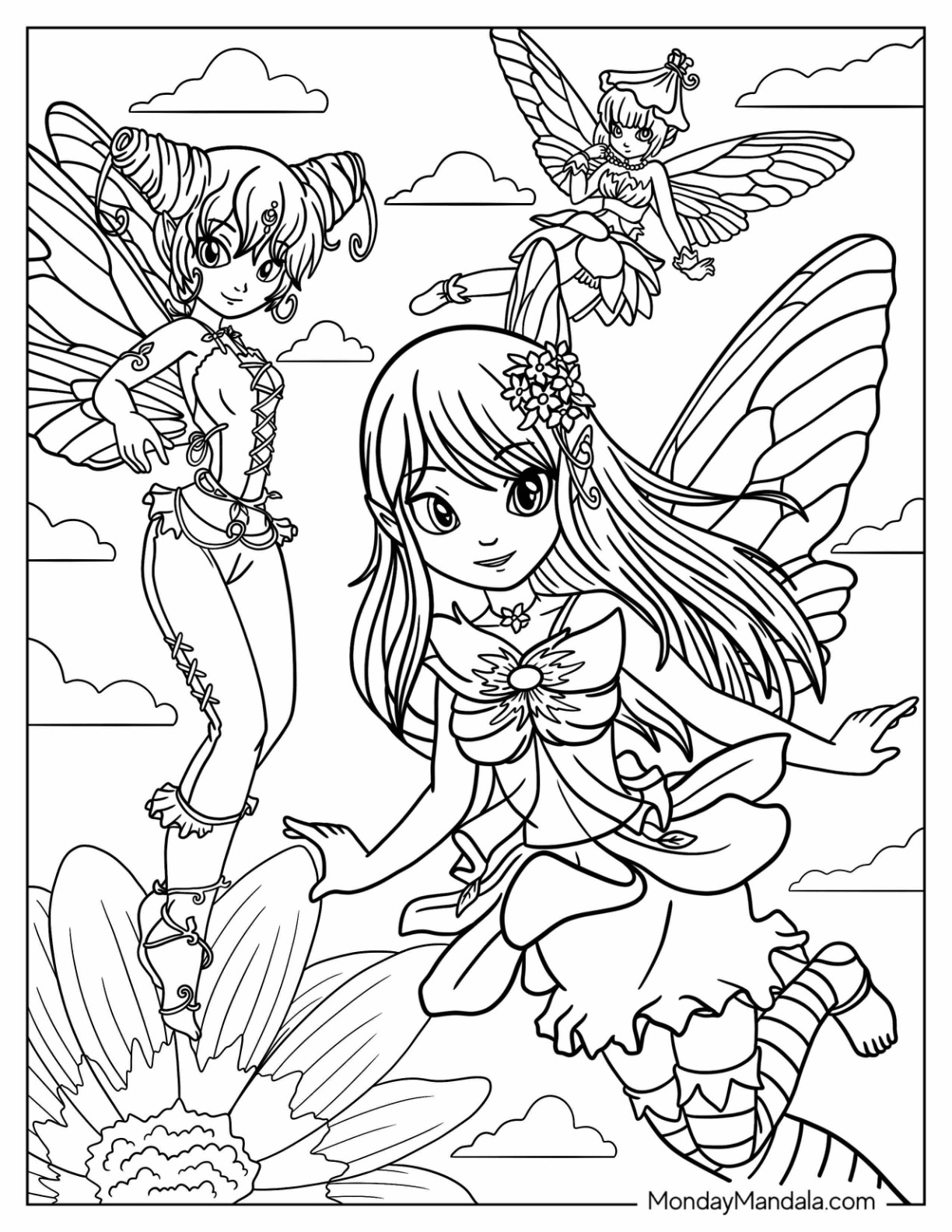 Fairy coloring pages free pdf printables