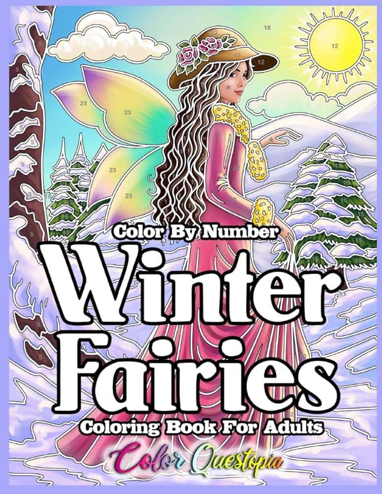 Color by number coloring book for adults winter fairies fantasy numbered designs for relaxation color questopia books