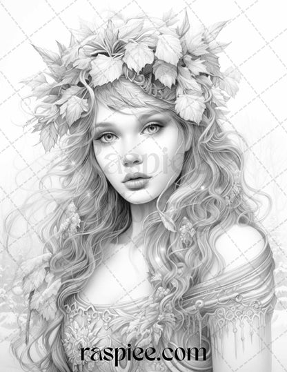 Winter fairy grayscale coloring pages printable for adults pdf fil â coloring