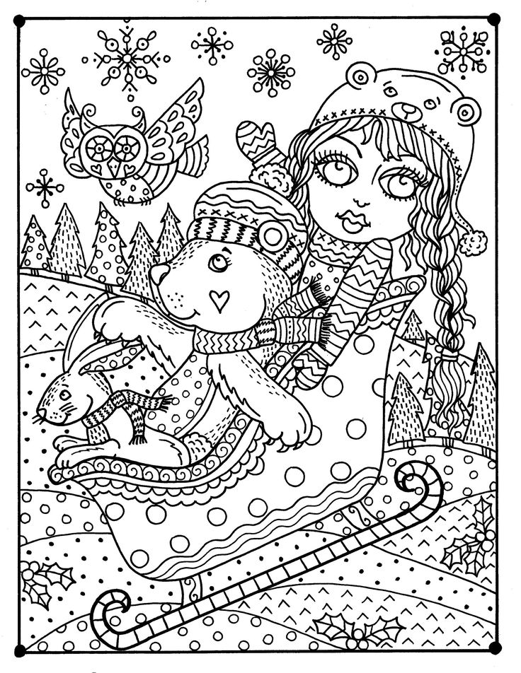 Winter woodland wonderland coloring book digital printable