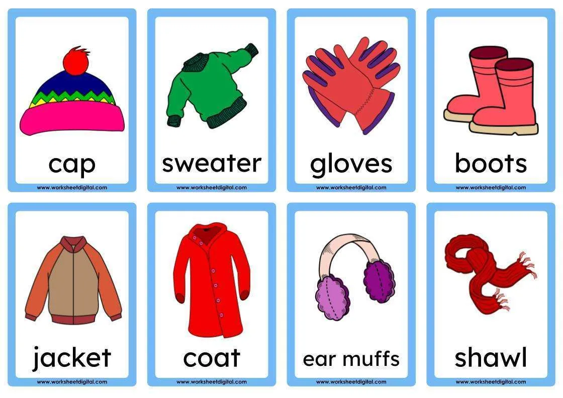 Flashcards winter clothing