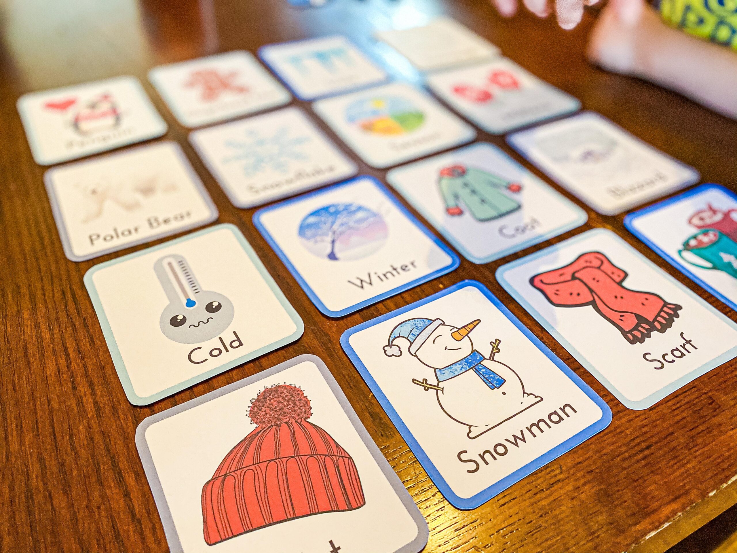 Winter flashcards for preschoolers