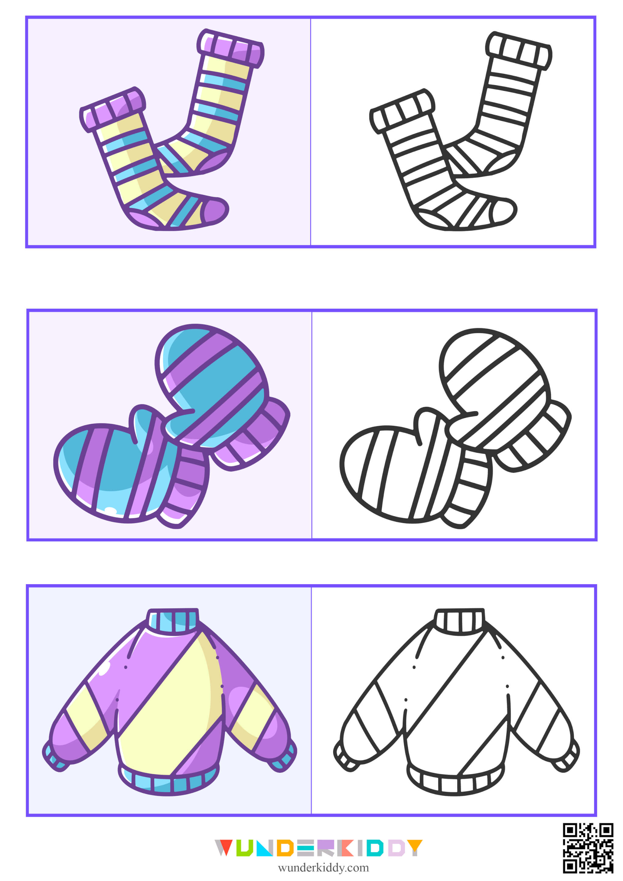 Winter clothes coloring pages printable pdf