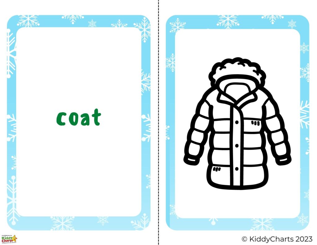 Free printable winter spelling cards