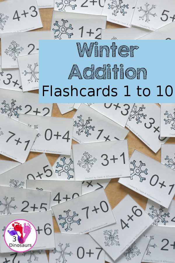 Free winter addition flashcards â addition from to dinosaurs