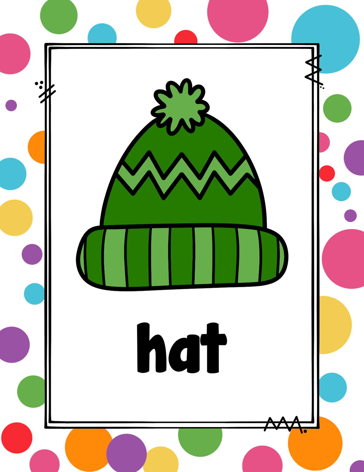 Winter clothes flashcards coloring page clipart on