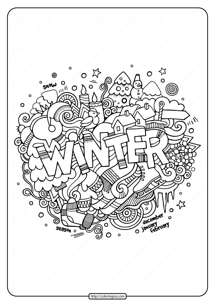 Cozy winter coloring page