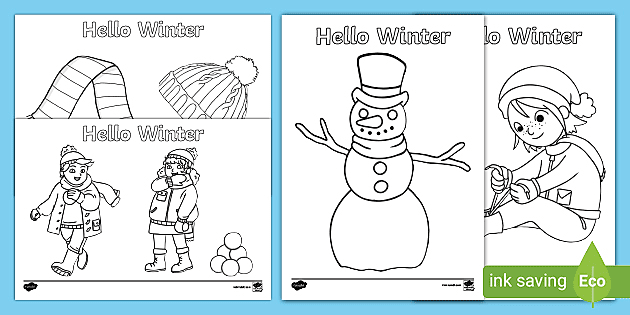 Hello winter colouring pages teacher made