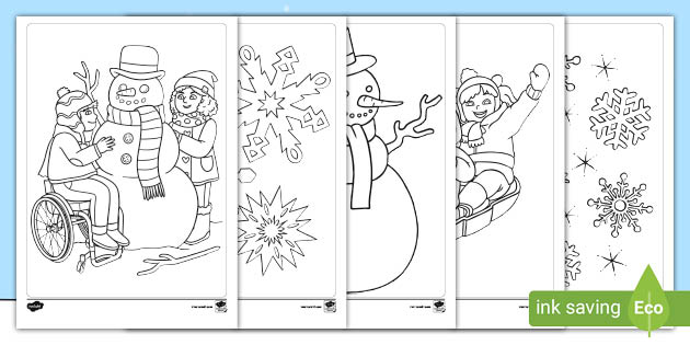Winter colouring pictures resources teacher made