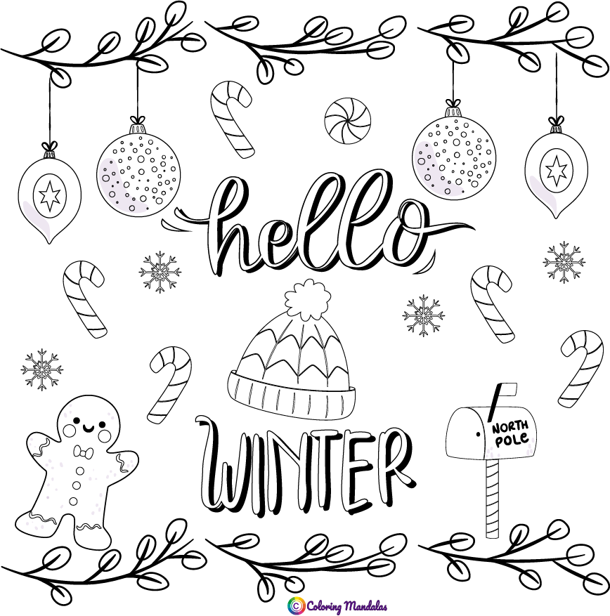 Winter coloring page for kids