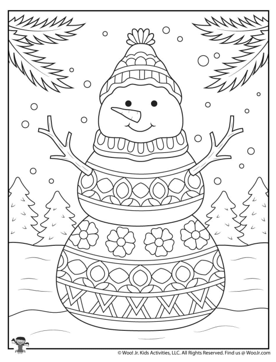 Free winter coloring pages for kids adults