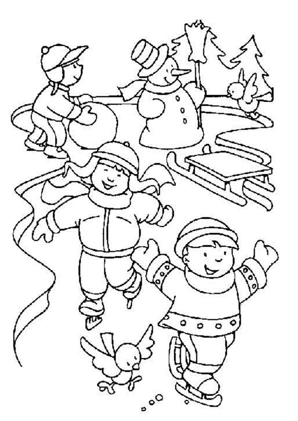 Winter coloring page for kid crafts and worksheets for preschool toddler and kindergarten