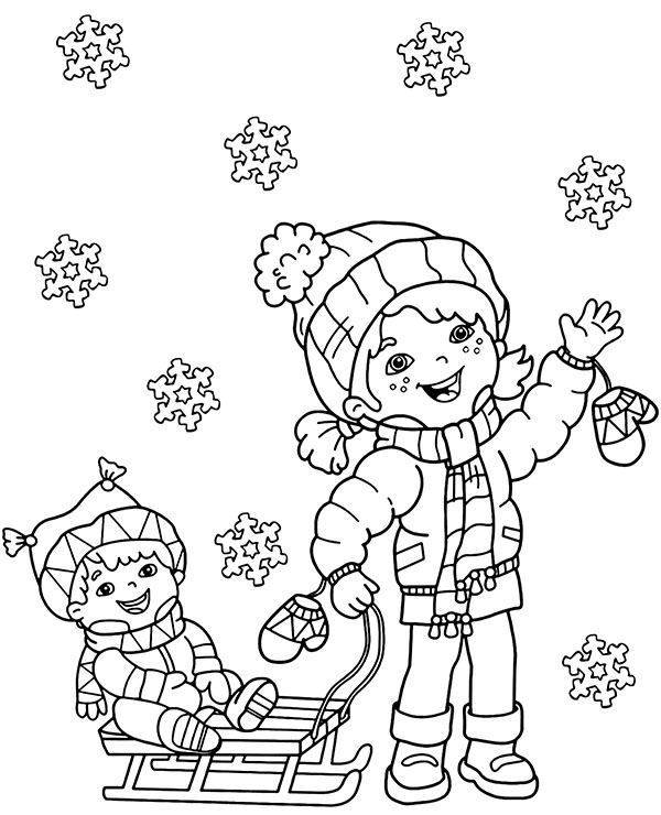 Wintertime coloring sheet printables