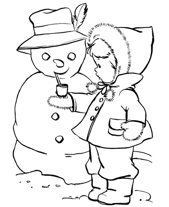 Free easy to print winter coloring pages