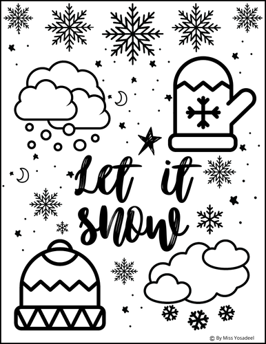 Winter snowflake coloring pages for toddlers kindergarten december worksheet teaching resources