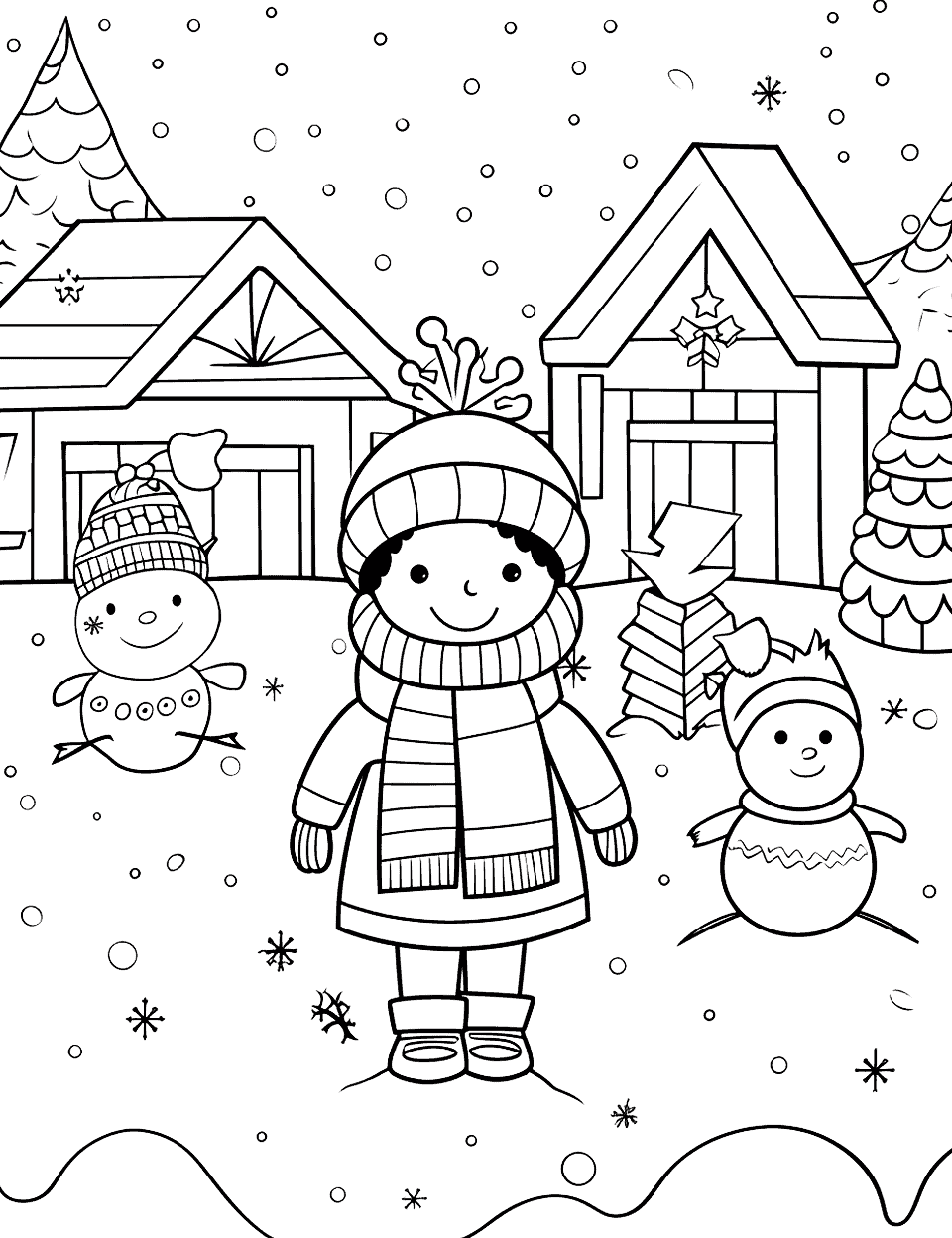 Winter coloring pages free printable sheets