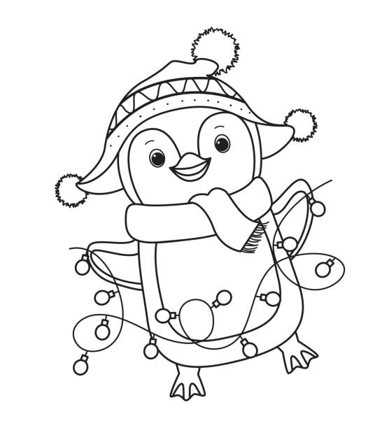 Winter coloring pages stock illustrations royalty