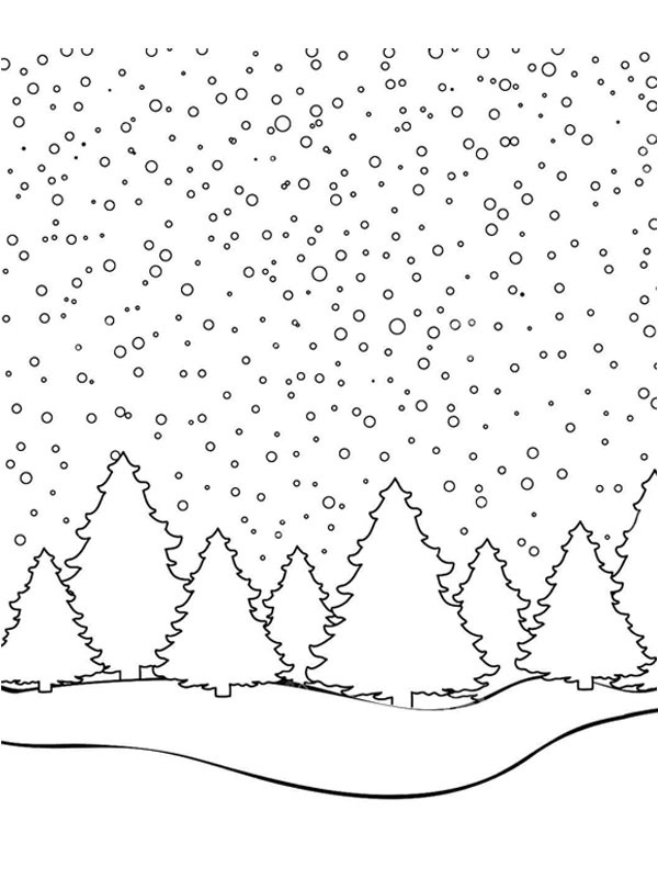 Winter forest coloring page