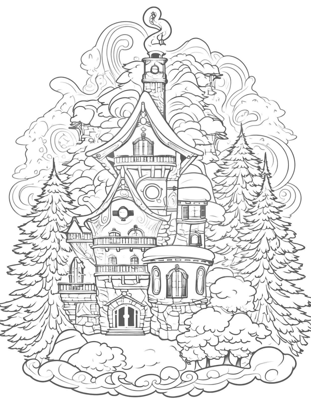 House coloring pages for adults and kids