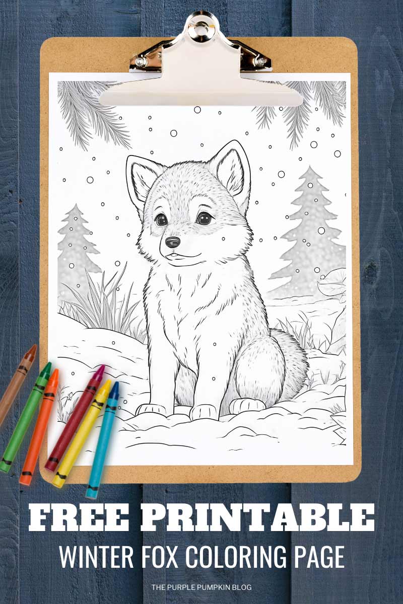 Adorable free printable winter fox loring page