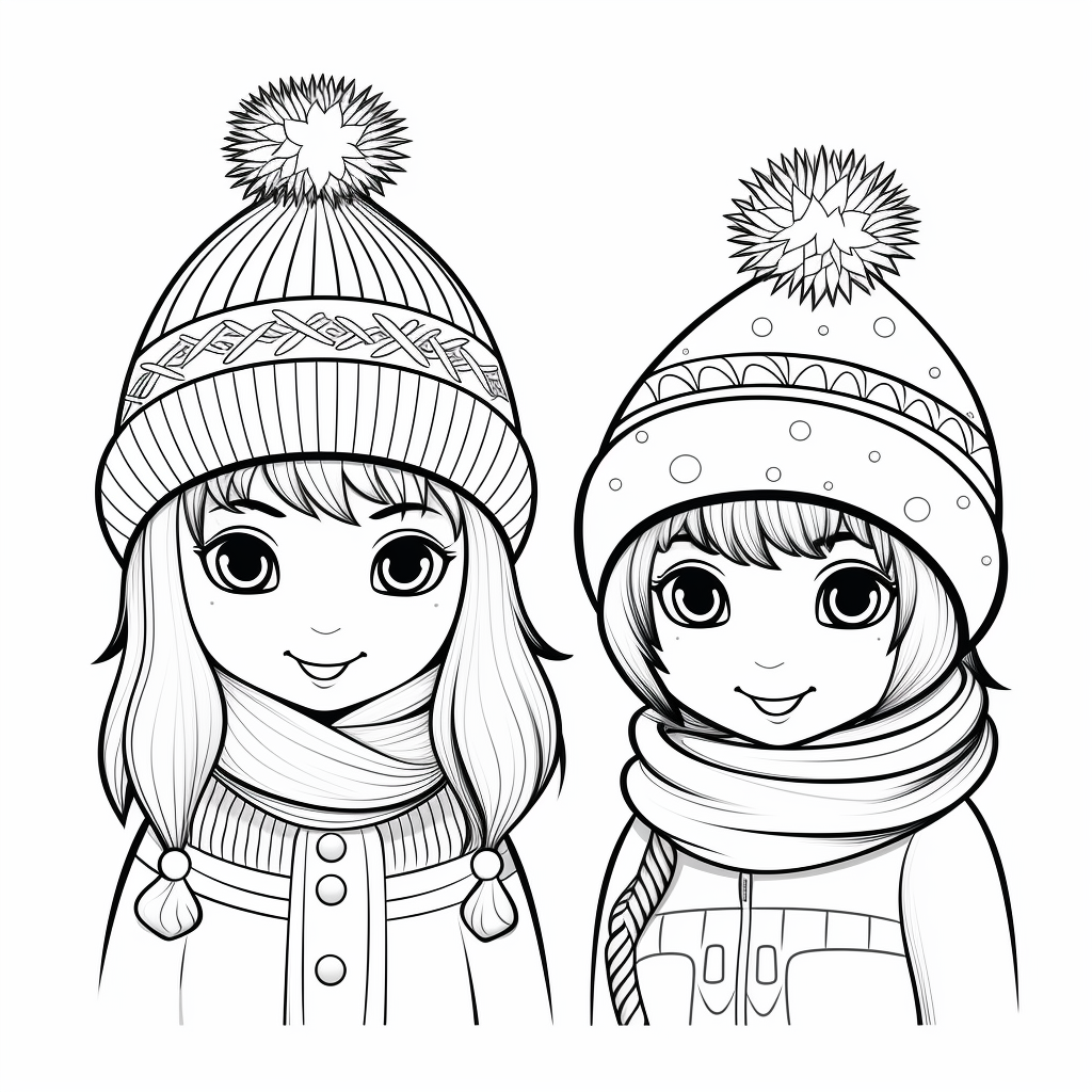 Winter hats coloring pages