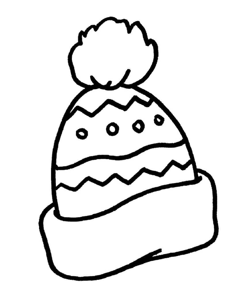 Winter pompom hat coloring page