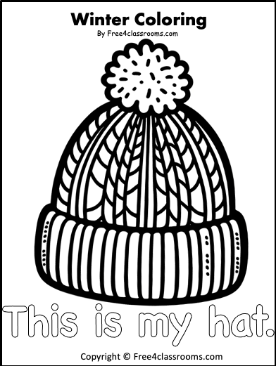 Free winter hat coloring page