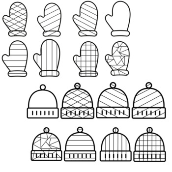 Winter hat and mitten coloring pages by pre