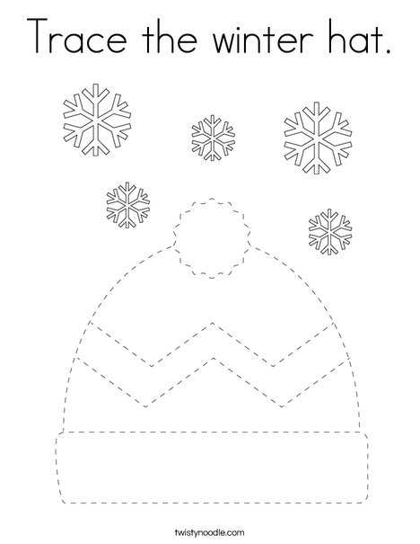 Trace the winter hat coloring page