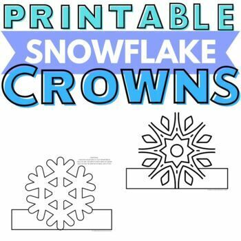 Winter craft snowflake coloring page printable crown hat pre