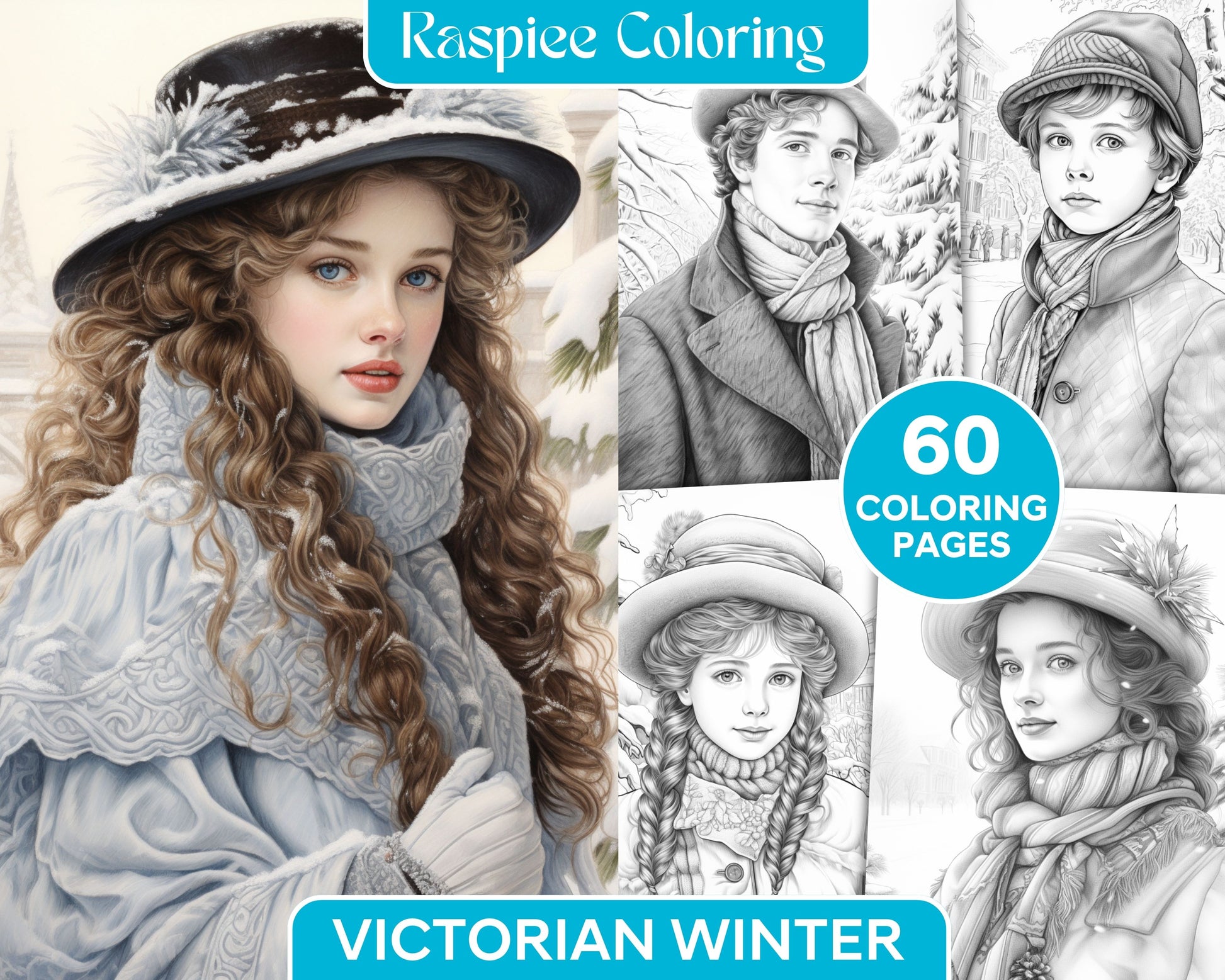 Victorian winter portrait grayscale coloring pages printable for ad â coloring