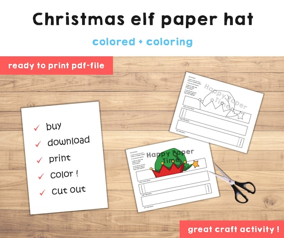 Buy christmas elf paper crown hat winter holiday party coloring printable kids craft costume printable favor costume diy instant download online in india