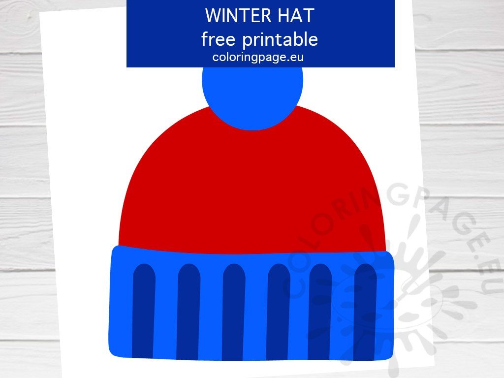 Red and blue winter hat coloring page
