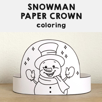 Snowman paper crown hat printable christmas winter craft coloring activity