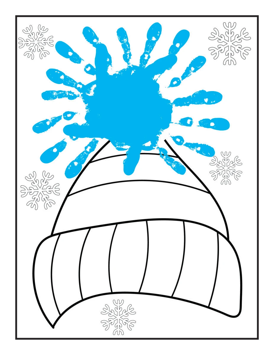 Winter handprint crafts with free printables