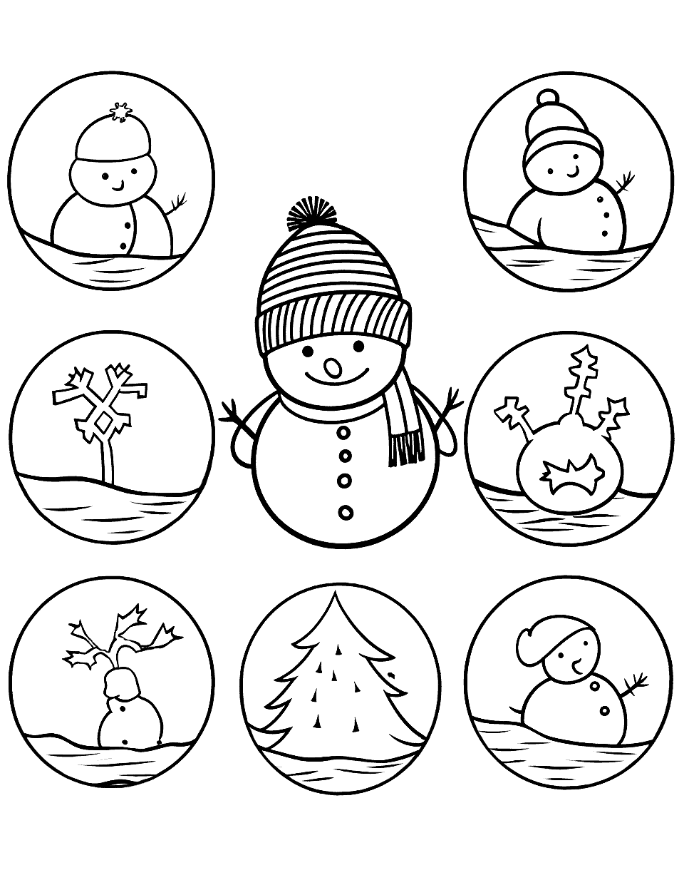 Winter coloring pages free printable sheets