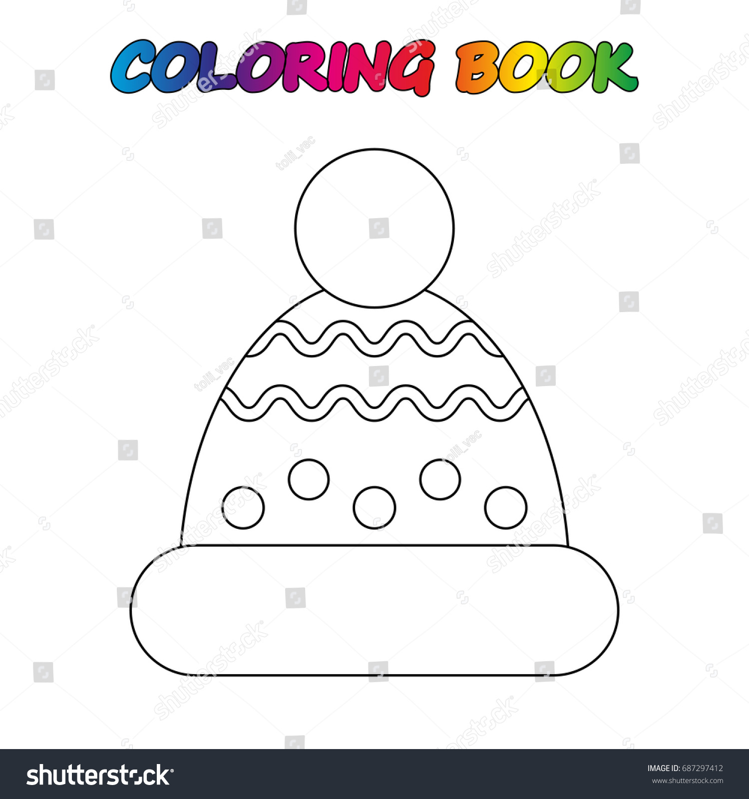 Winter knitted cap coloring book coloring stock vector royalty free