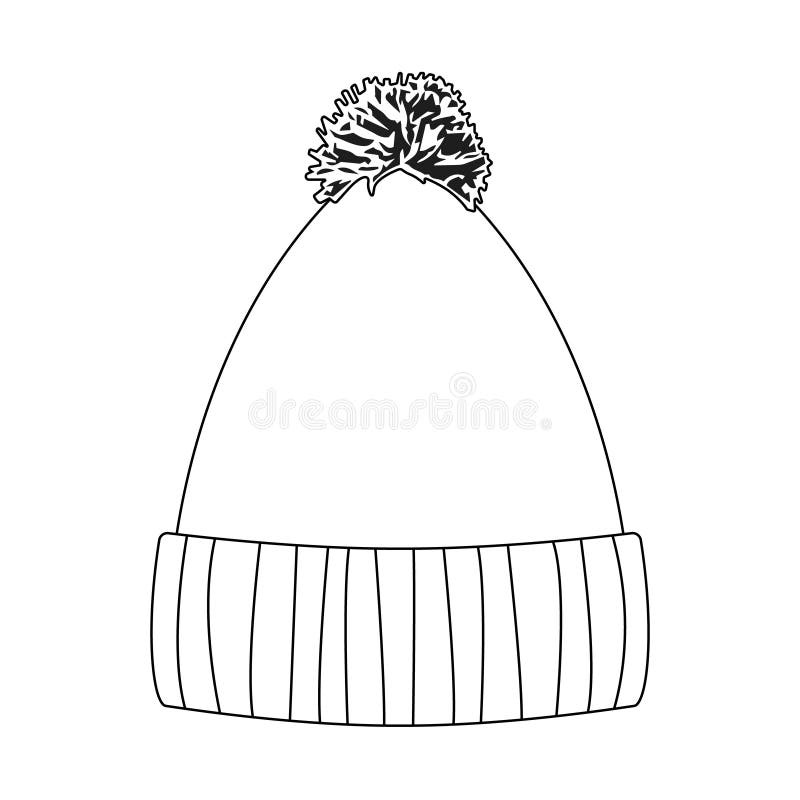 Winter hat outline vector drawing for coloring for printing in childrens magazines white isolated background stock illustration