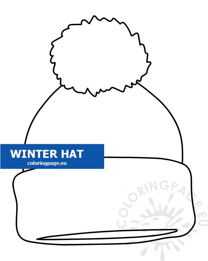 Winter pom pom hat outline coloring page