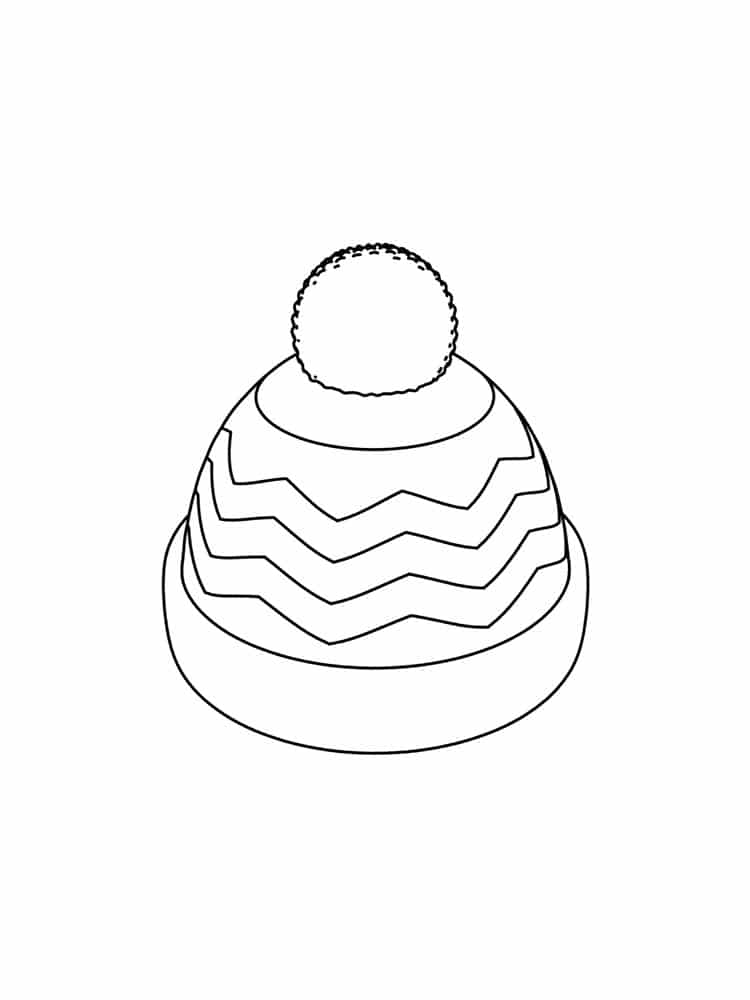 Cute winter hat coloring page