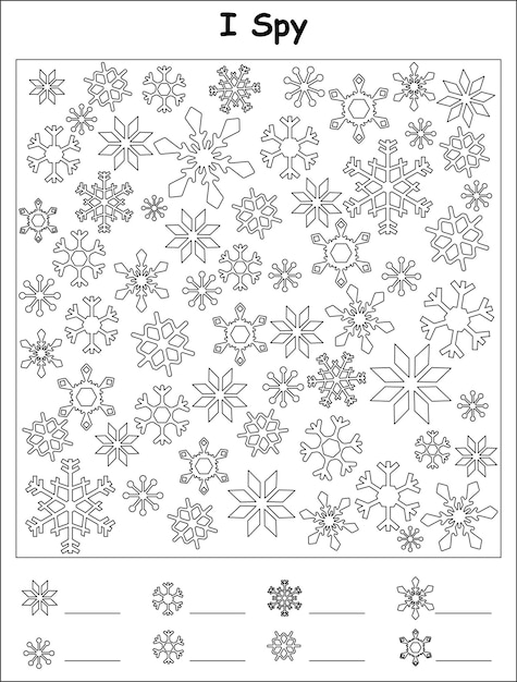 Premium vector winter activities for children christmas worksheet for kids i spy pages winter maze pages hidden