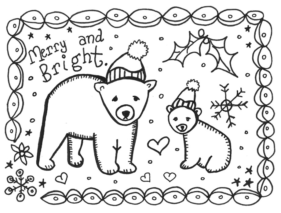 Winter holidays coloring page â art is basic an elementary art blog