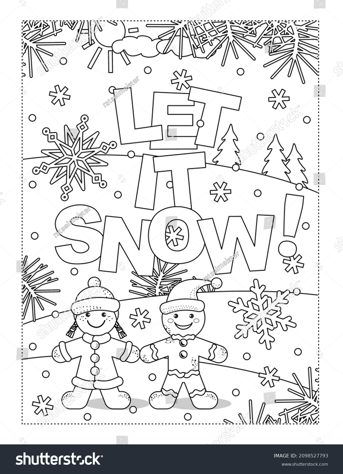 Let snow winter winter holidays coloring stock illustration