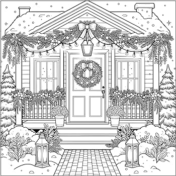 Holiday homes adult coloring book festive cozy houses for yuletide and winter holidays willow enchanted books