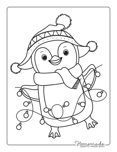 Free christmas coloring pages for kids adults penguin coloring pages coloring pages winter christmas coloring pages