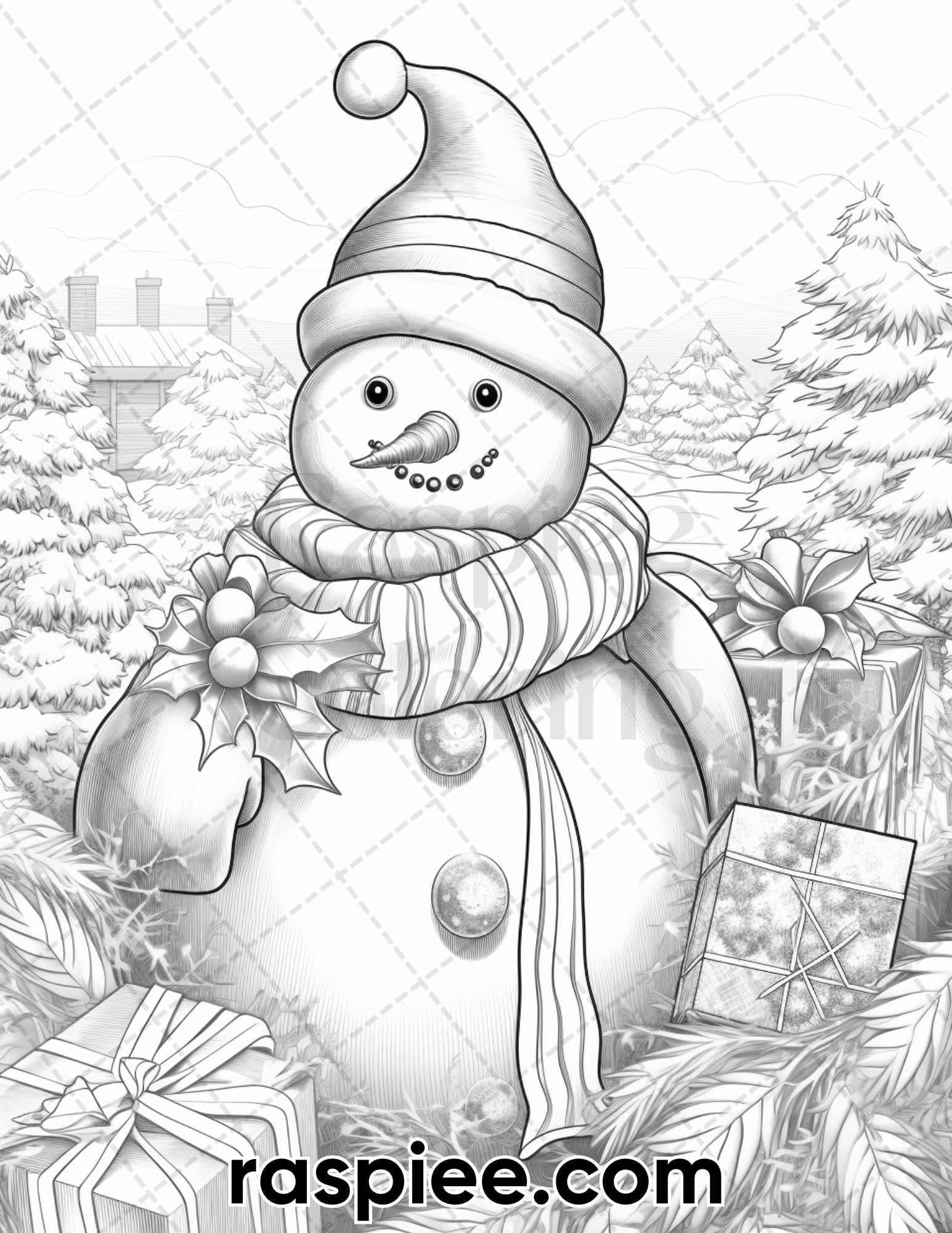 Chistmas snowman grayscale coloring pages for adults printable pdf â coloring