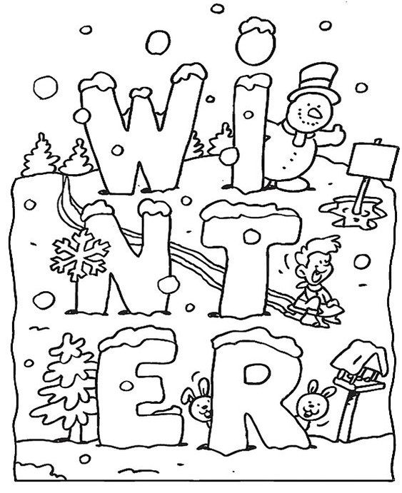 Free easy to print winter coloring pages