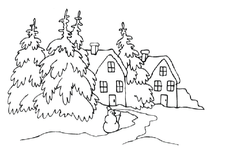 Winter landscapes coloring sheets